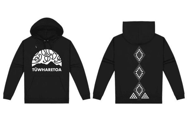 Whenua Black Hoodie - Kowhaiwhai / Tuara