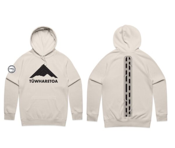 Whenua Ivory Hoodie - Tukutuku / Haehae