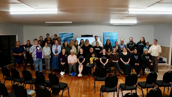 Crowd of Whānau at Waihī Marae for the Tohu Taiao Journal launch