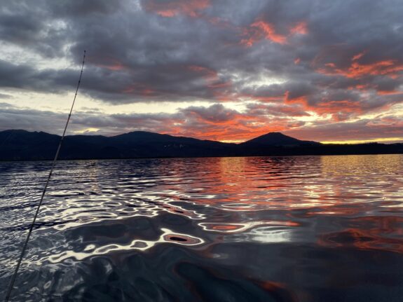 Kim sunset fishing at Tokaanu