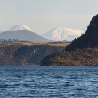 Mountains in background of Lake Taupo